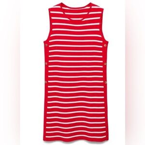 Mango Red and White Striped Sleeveless Dress